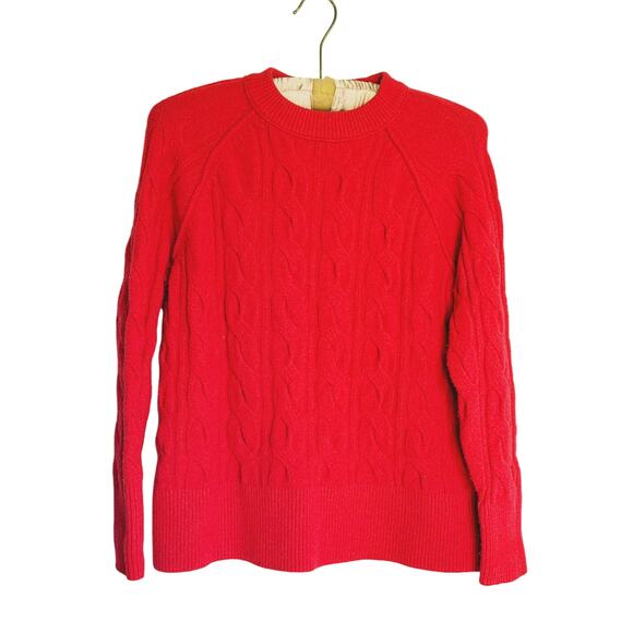 Aerie unREAL Cable Crew Knit Sweater Bold Red Oversized XS Holiday Cozy Winter - Picture 2 of 7
